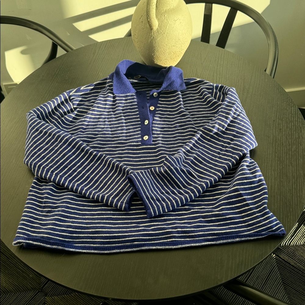 Zara Blue and White Striped Sweater